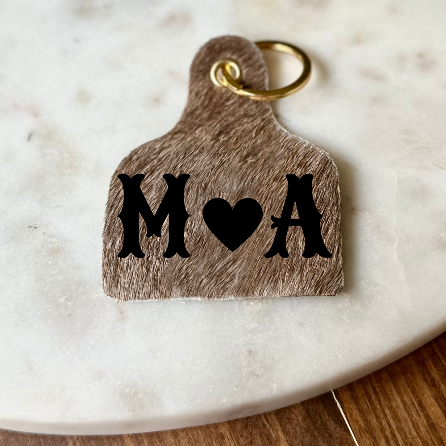 Personalized Cowhide Keychain