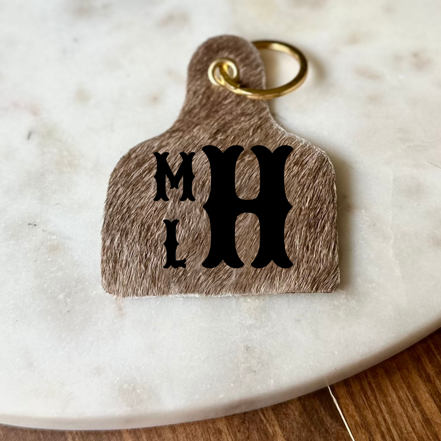 Personalized Cowhide Keychain