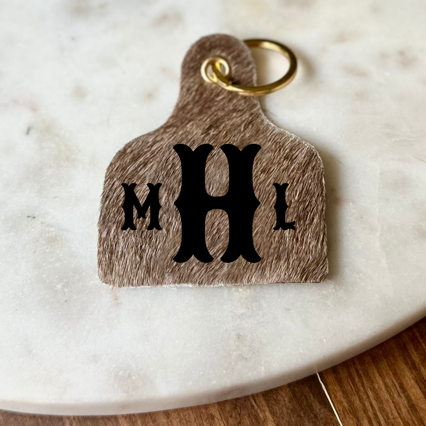 Personalized Cowhide Keychain