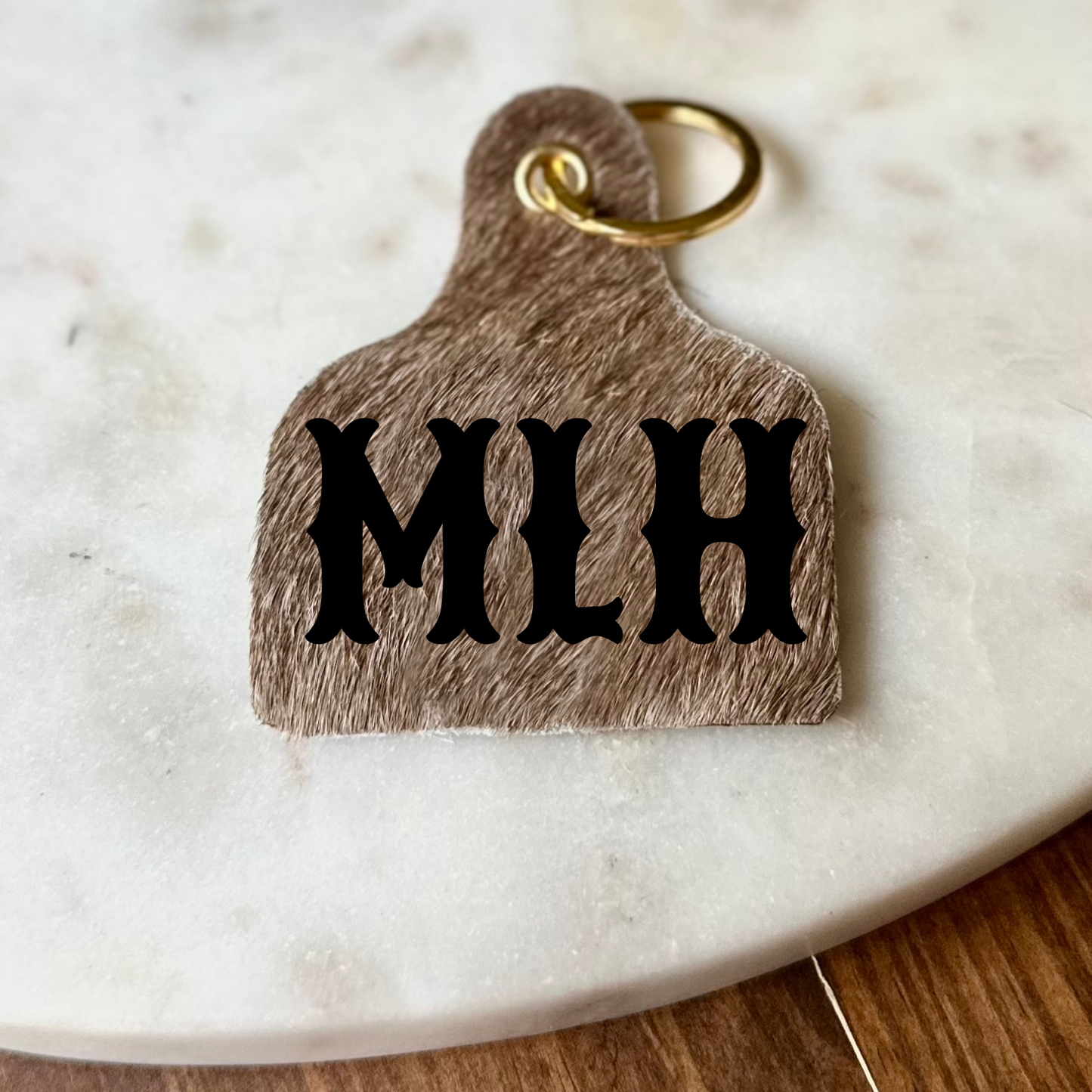 Personalized Cowhide Keychain