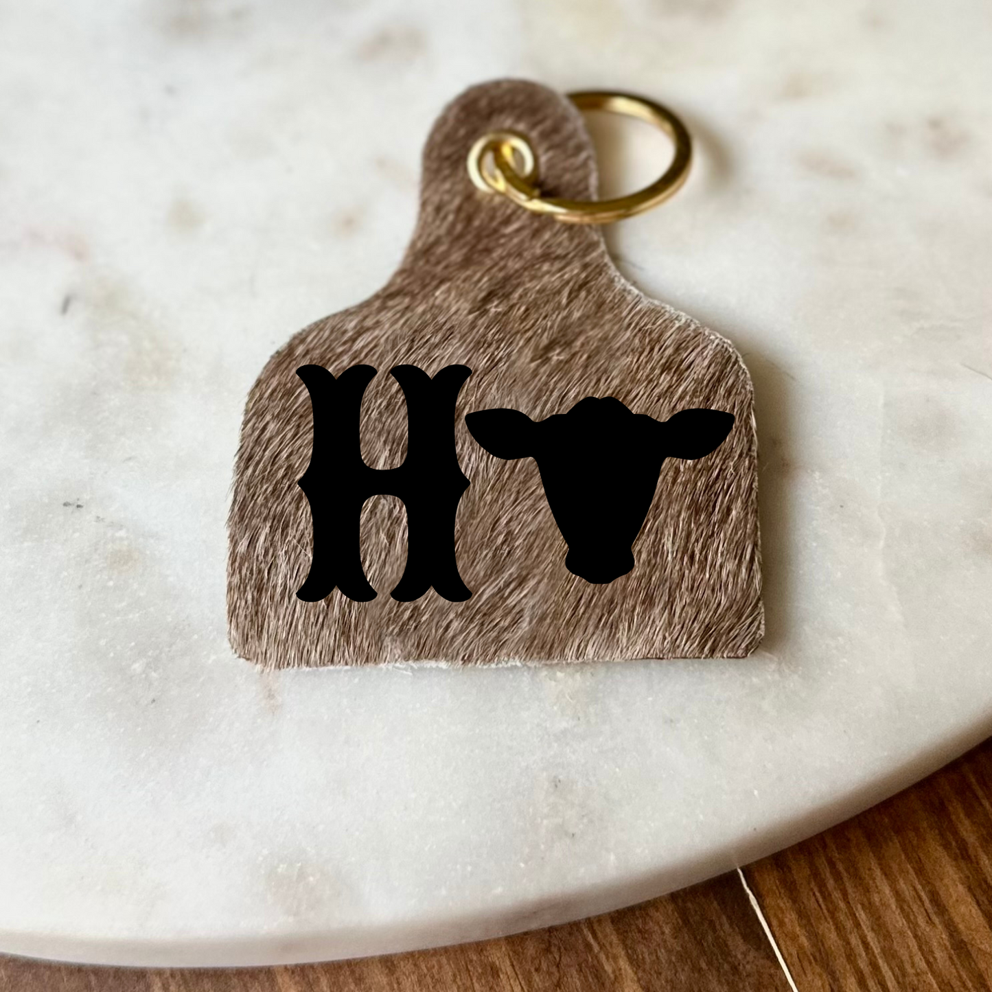 Personalized Cowhide Keychain