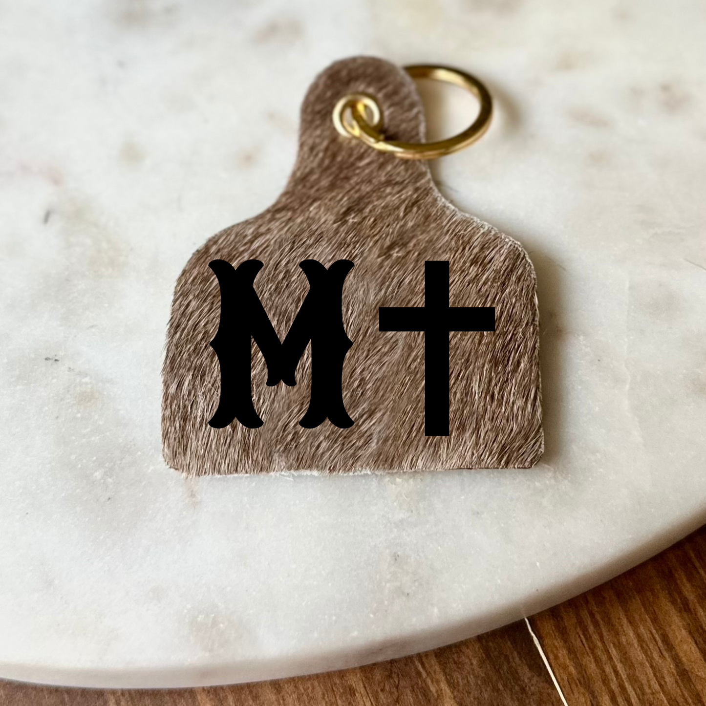 Personalized Cowhide Keychain