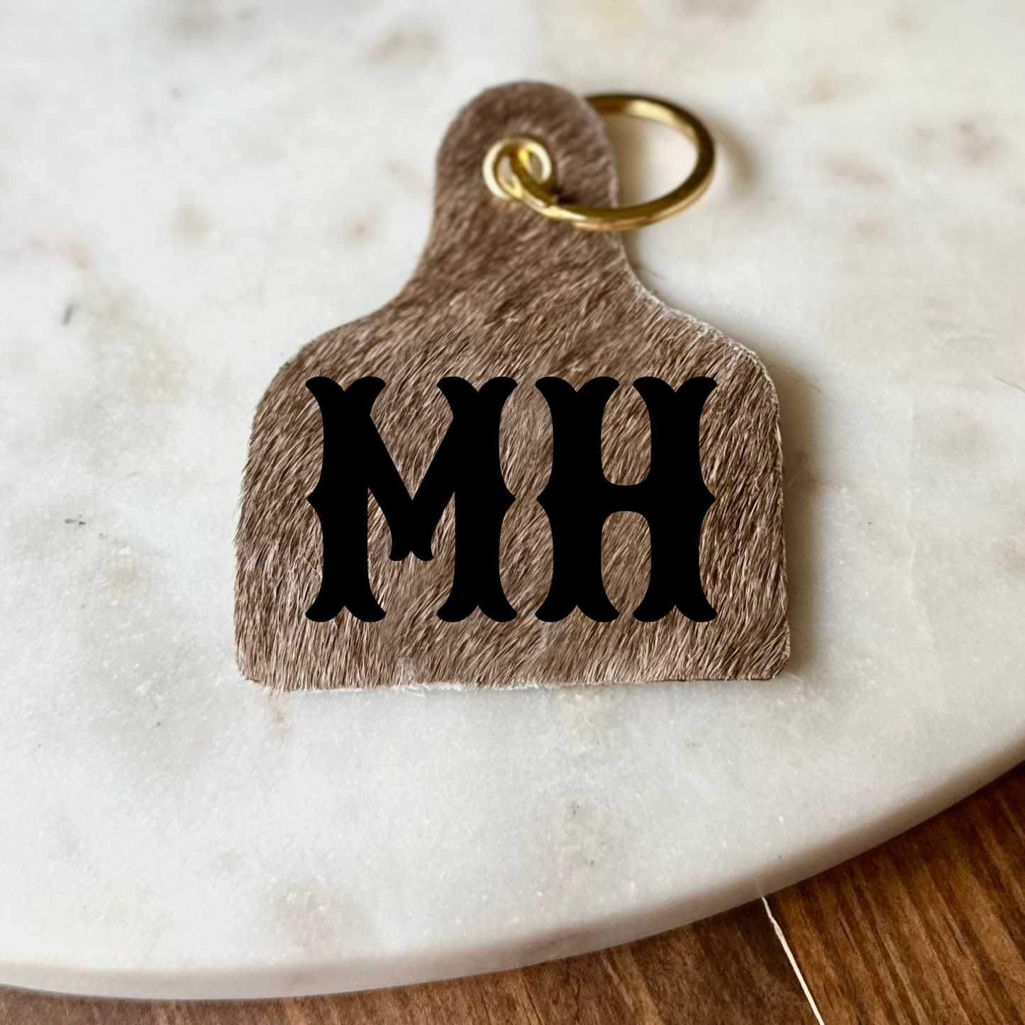 Personalized Cowhide Keychain