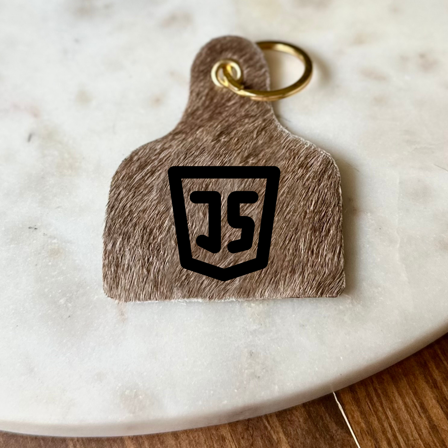 Custom Farm/Ranch Cowhide Keychain